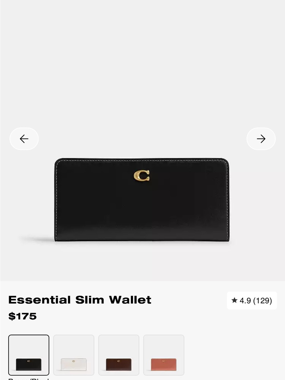 Coach Black Leather Slim Essential Wallet- Long - Picture 7 of 8